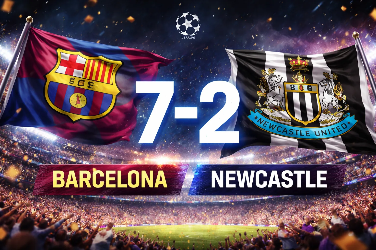 Barcelona devasta o Newcastle com sete golos e avança para os quartos com um recital de futebol