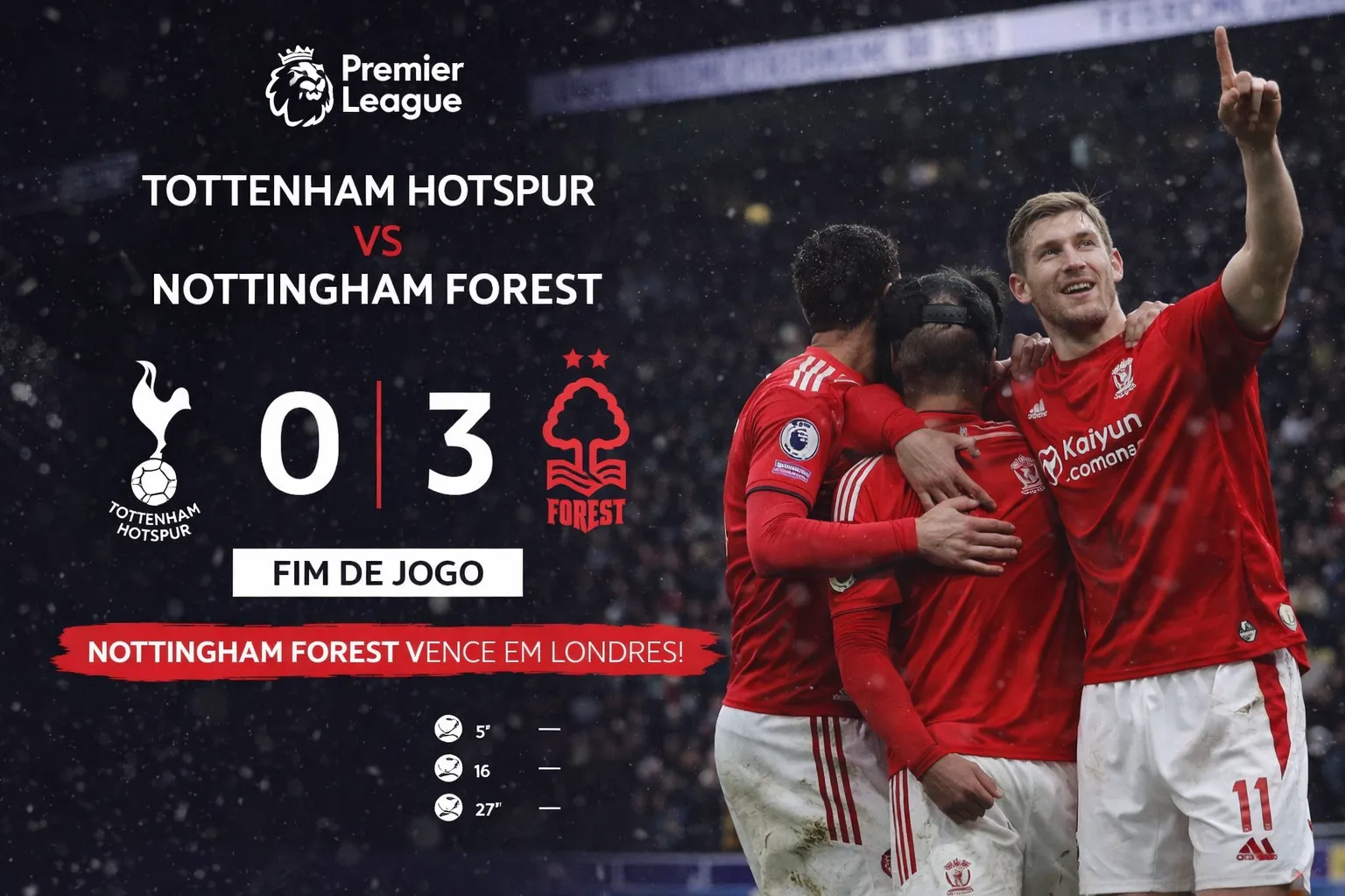 Forest Entra pela Porta Grande em Londres e Humilha um Tottenham em Ruínas