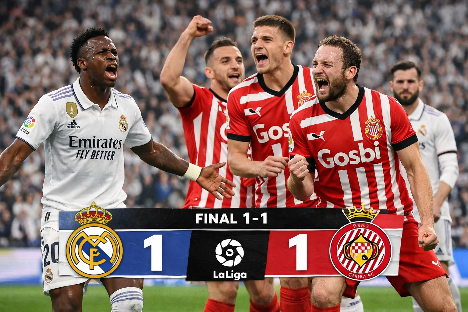 O Girona rouba um ponto ao Bernabéu com uma resistência heróica