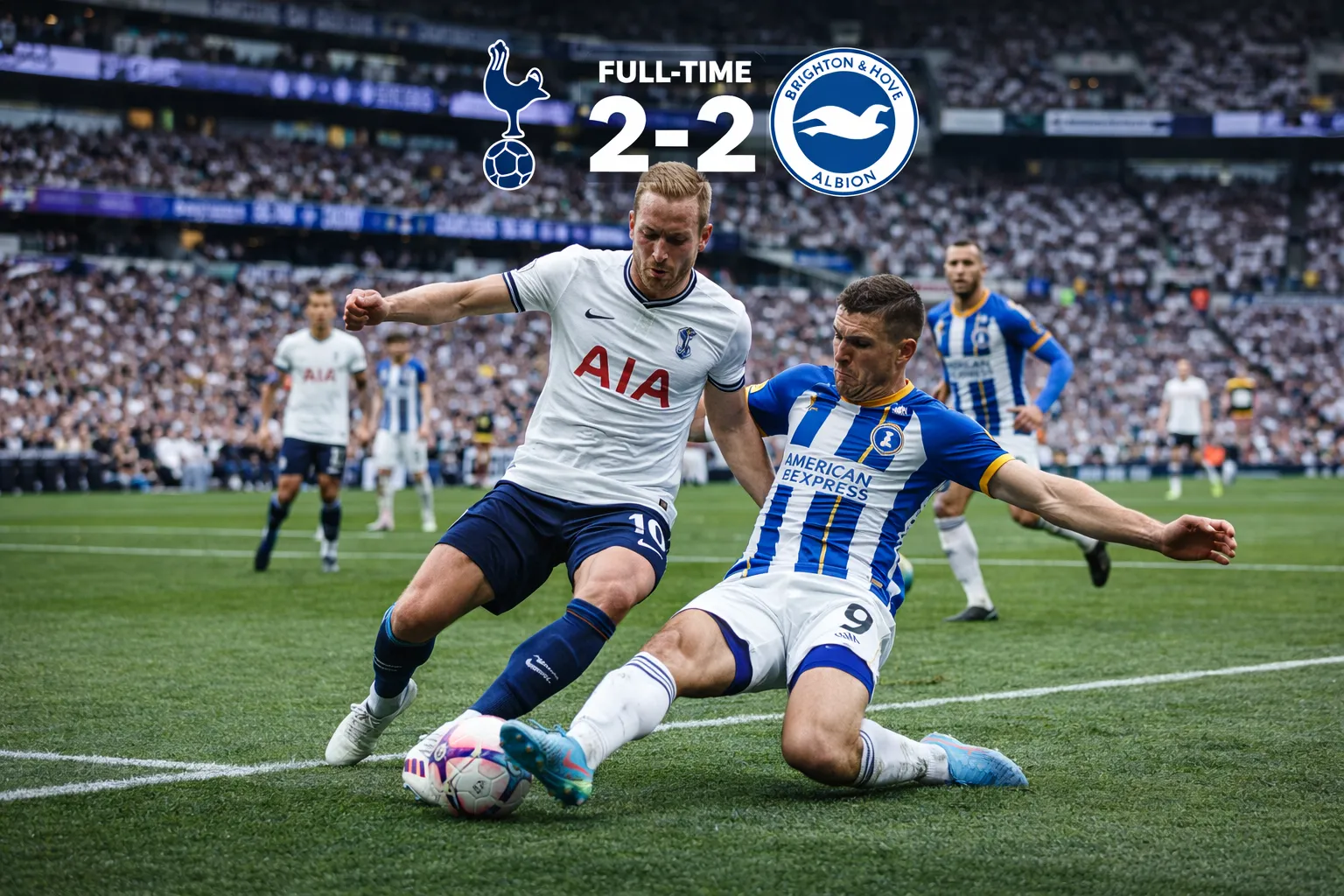 Brighton rouba empate no último suspiro e frustra o Tottenham no Hotspur Stadium