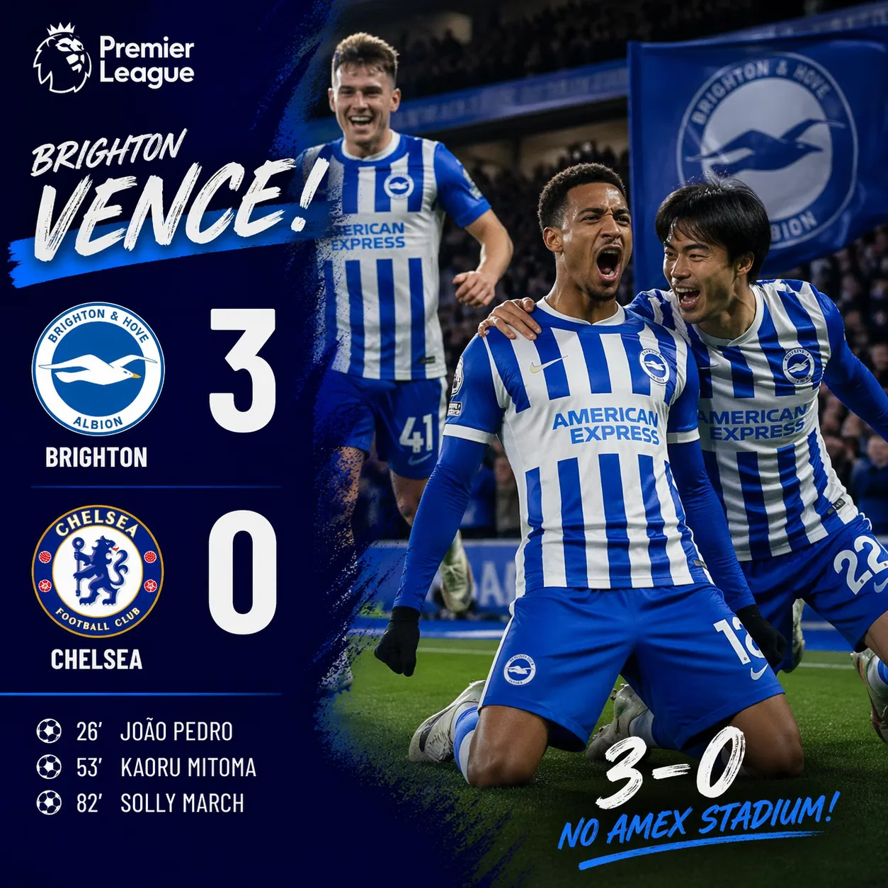 Brighton devora Chelsea sem piedade