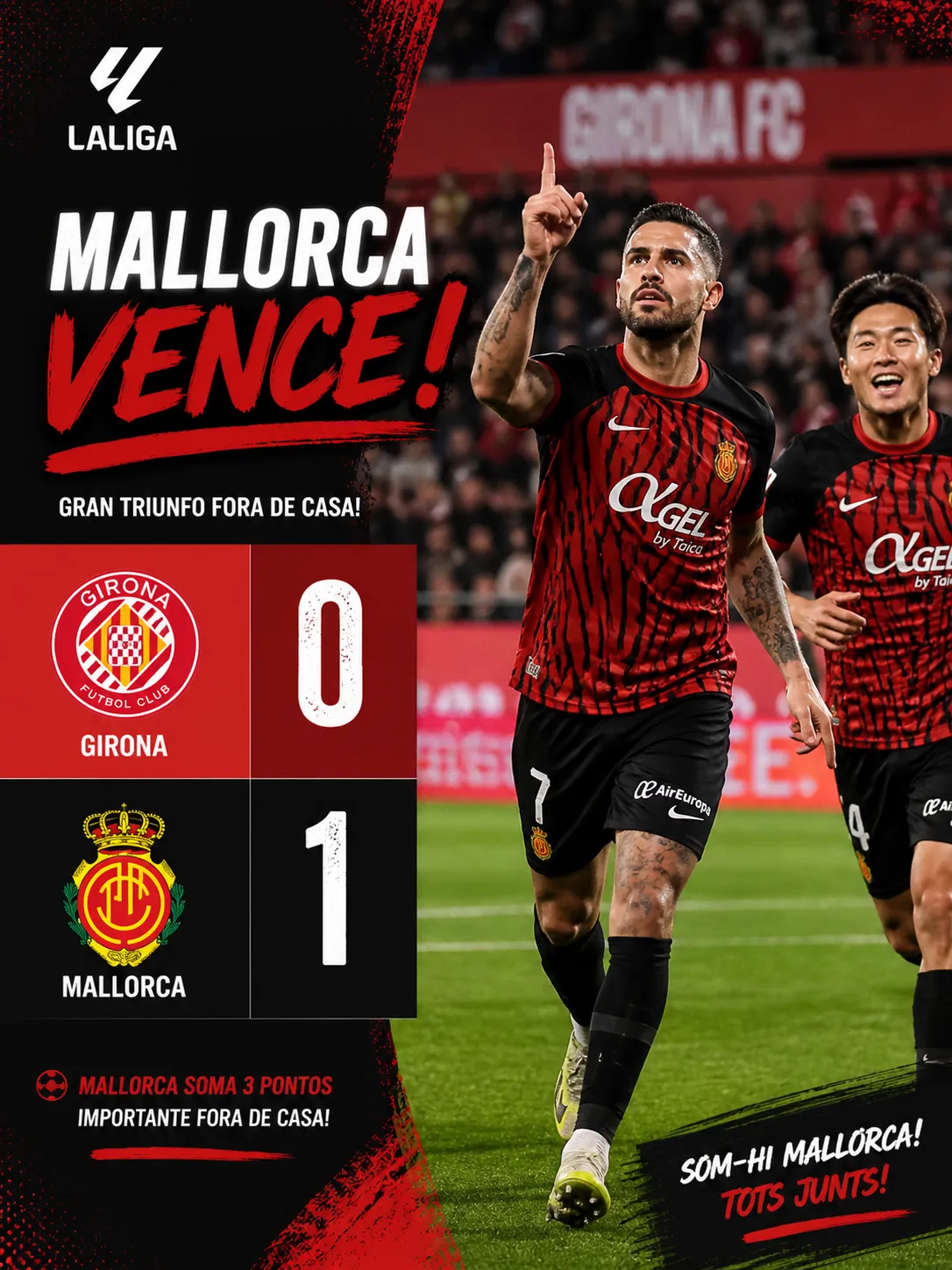 Mallorca silencia Montilivi com golo de Muriqi às vésperas do intervalo