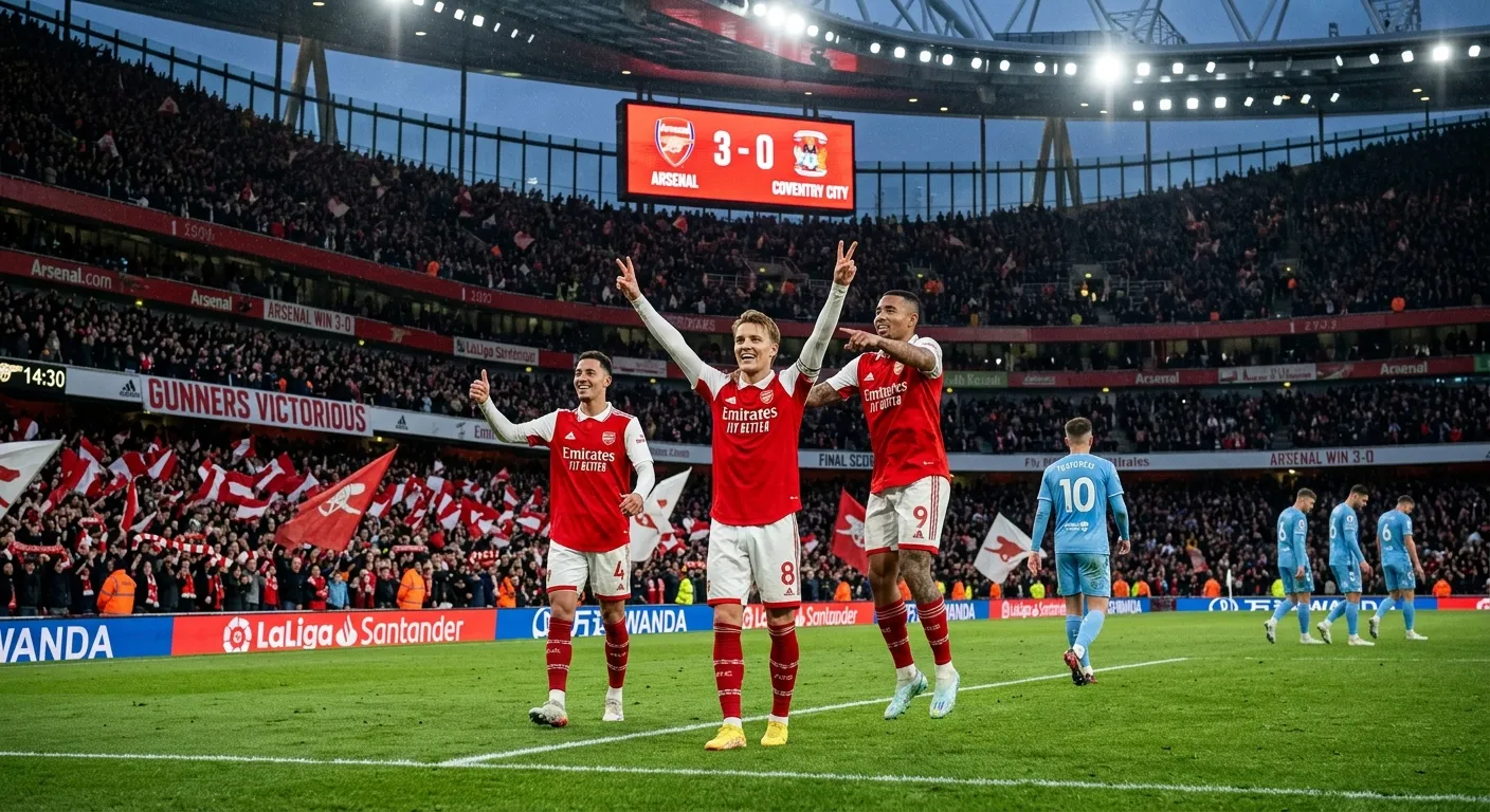Arsenal inicia defesa do título com goleada tranquila sobre o Coventry City