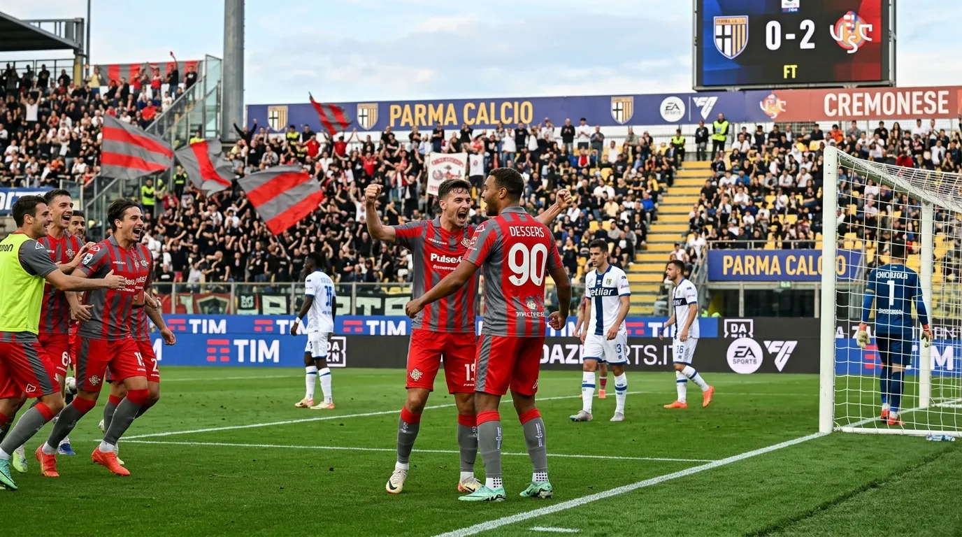 Cremonese elimina o Parma da Coppa Italia com vitória tranquila por 2-0